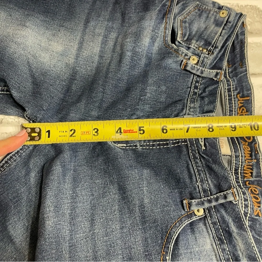 Justice Premium Blue Jeans. Simply low skinny Girls size 16R. Spots. Pre-owned.